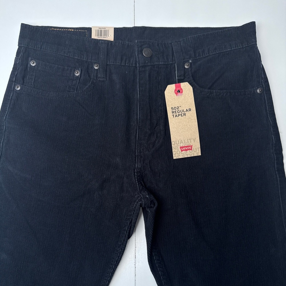 Levis 502 Regular Taper Black Corduroy Pants Mens 31x30 NWT Warp Stretch